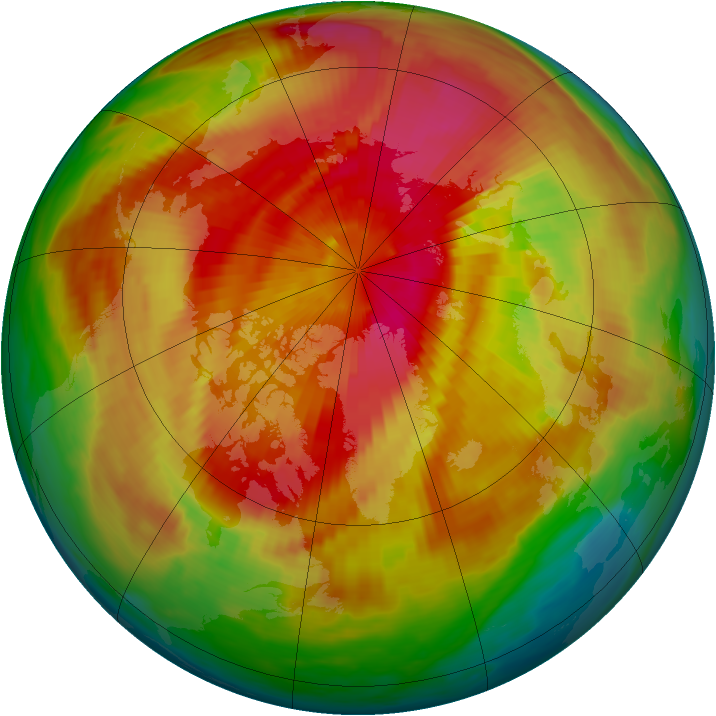 Arctic ozone map for 25 March 1988
